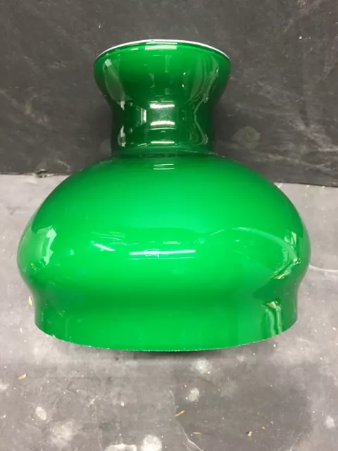 6" Cased Glass Green Over White Student Oil Kerosene Table Lamp Shade NOS