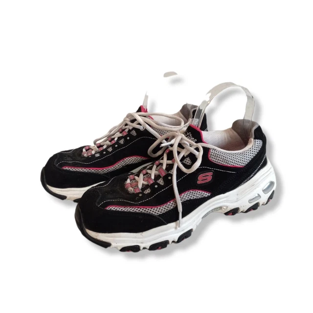 Skechers D'Lites Life Saver Lace Up  Leather Memory Foam Sneakers Womens Sz 8.5