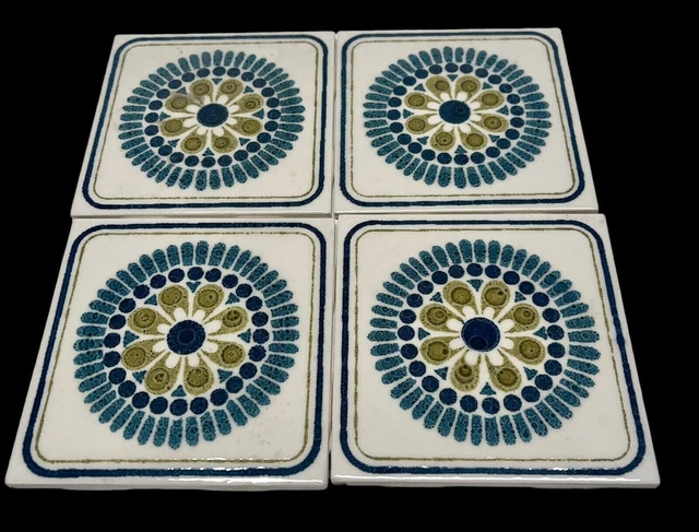 Lot of 12 Piece Vintage Vitroceramica Spanish Hand Painted Porcelain Tiles