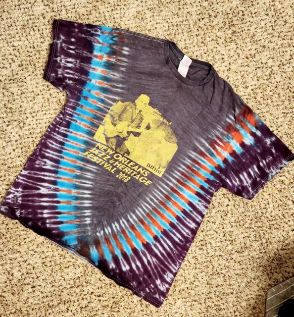 new orleans jazz heritage festival shirt 2018 Tie Dye XL dbl Sided