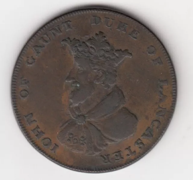 1790 Lincolnshire Sleaford 1/2 Penny Token - "John of Gaunt Duke of Lancaster"