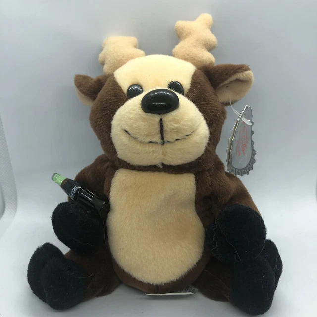 VINTAGE 1997 COKE Coca Cola Brown Reindeer with Bottle Plush Toy 0152