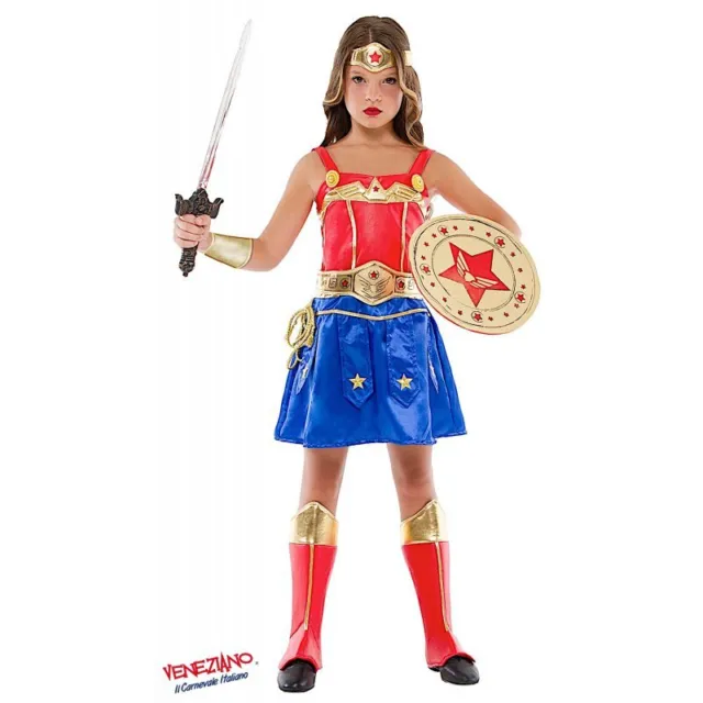 COSTUME BAMBINA CARNEVALE Ragazza Guerriera Wonder Woman - varie taglie EUR  59,00 - PicClick IT