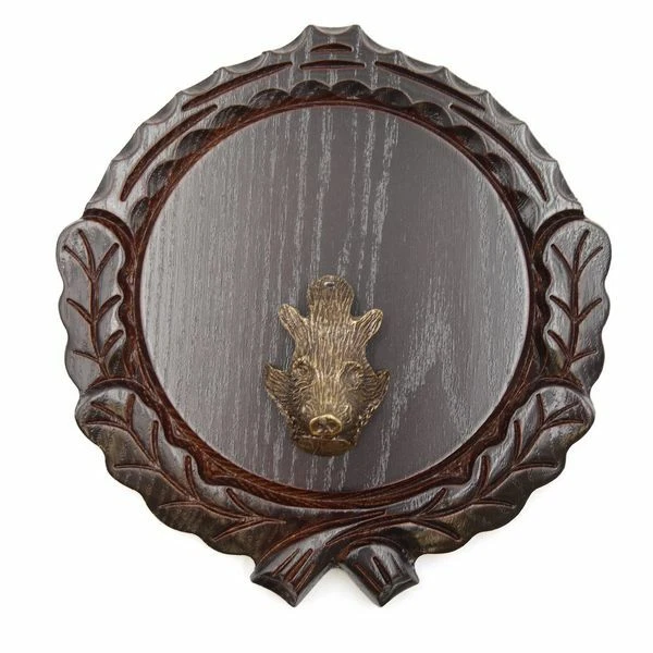 Placa de Jabalí Tallado Oscuro Af 14 CM Con 1 Pieza Cabeza Portada Pequeño