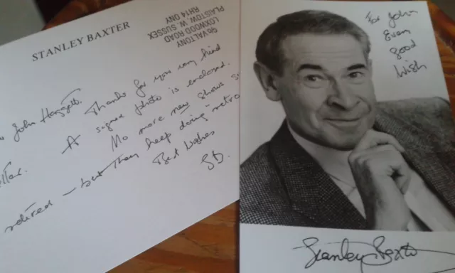 Stanley Baxter Signed Photo 6X4" & Note Comedian, Impressionist/Author