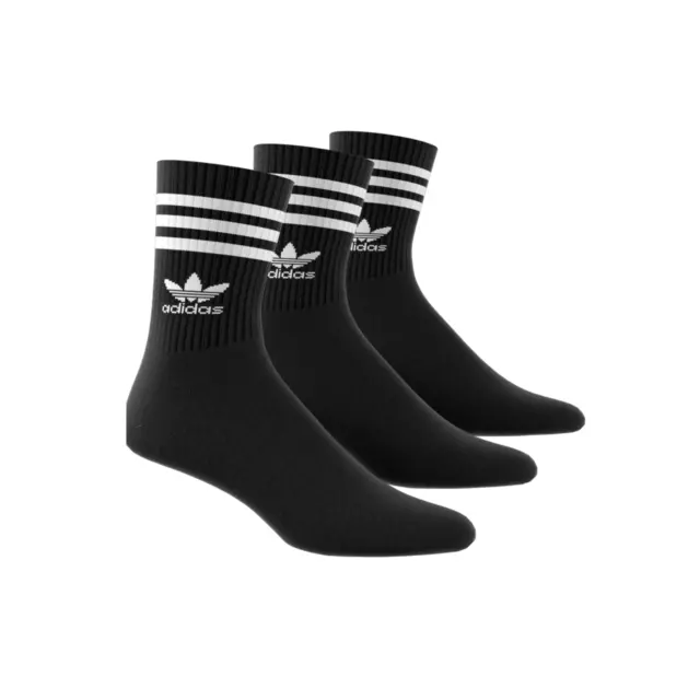 Adidas 3er-Pack mittelgeschnittene Crew-Socken schwarz Größe UK 6,5-8 BRANDNEU