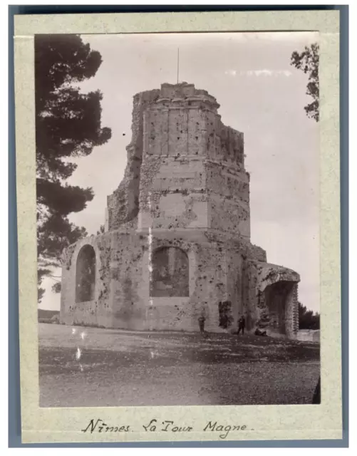 France, Nîmes, La Tour Magne Vintage print.  Tirage citrate  8x11  Circa 1