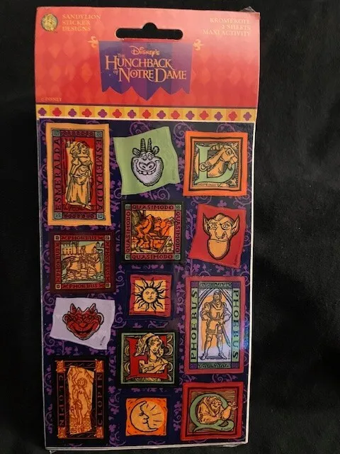 1996 Sandylion Disney Hunchback Stickers:  Choice of 8 stickers. Sealed New 2