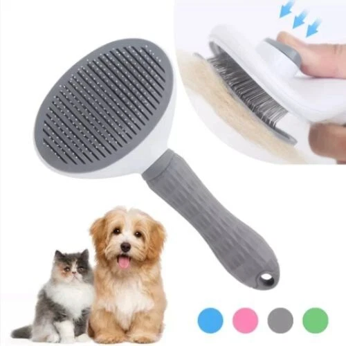 Pet Hair Removal Comb Dog Cat Grooming Massage Deshedding Self Cleaning Brush