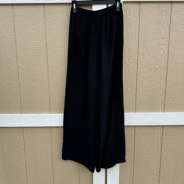 Sue Wong Black Silk Wide Leg Pull On Pants Wide Leg Women's Size Small