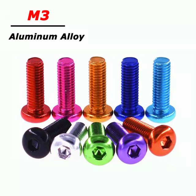 M3 Aluminum Pan / Button Head Socket Cap Screw Alu Hex Allen Bolt Anodize Colors