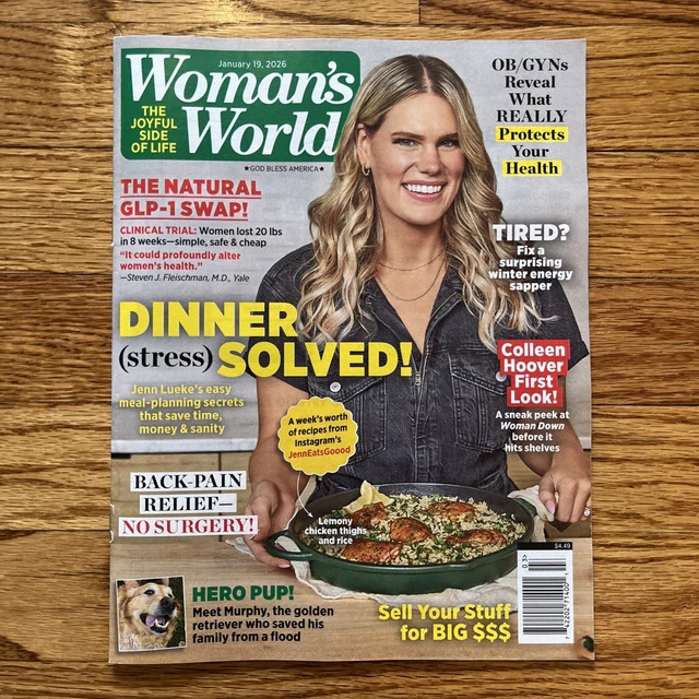 Back Injuru WOMAN'S WORLD JANUARY 19, 2026 Magazine Back pain relief dinner stress ...