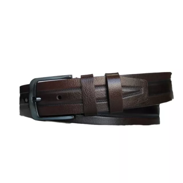 BEST MALE BELT For Jeans Dark Brown Embossed Leather Extra Wide 4.5 Cm ...