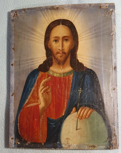 Jesus Christus Pantokrator Seltene russische antiken Ikone kyrillische Russland