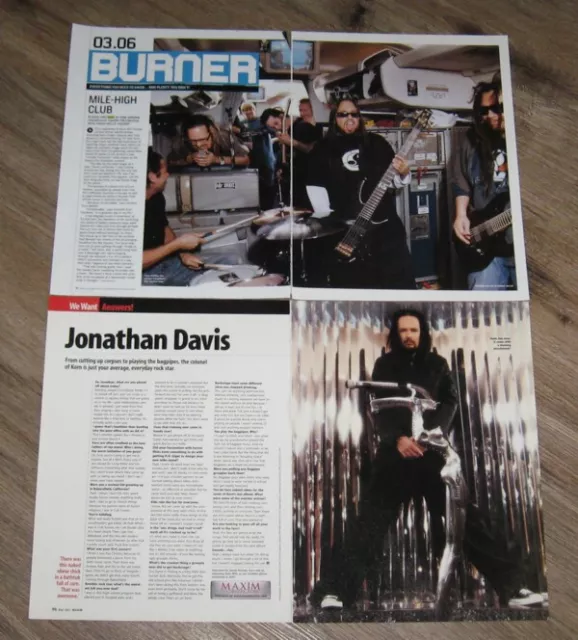 KORN Jonathan Davis original FULL PAGED magazine clippings pages PHOTO article