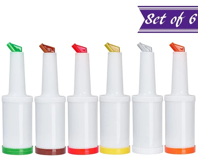(Set of 6) 1 Qt. Store N Pour Bottles with Pour Spouts and Cap, 32 oz