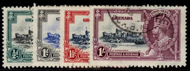 GRENADA GV SG145-148, 1935 SILVER JUBILEE set, FINE USED. Cat £42.