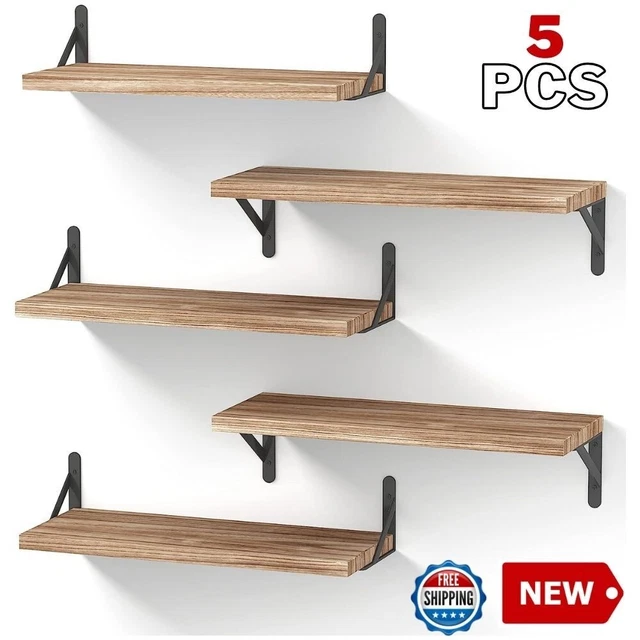 Floating Shelves Set of 5 Rustic Wood Wall Shelf for Bedroom Living Room Kitchen
