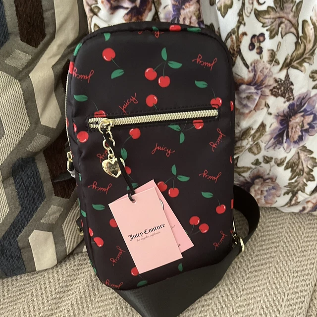 NTW! Juicy Couture, Cherries, Black Sling Bag