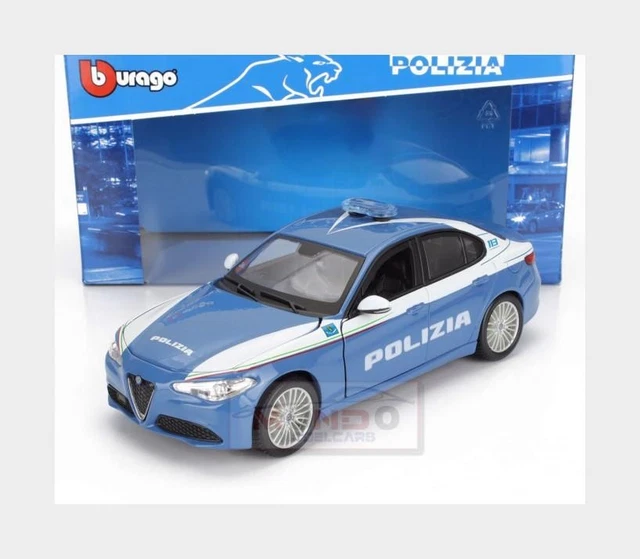 Voiture Miniature Bburago 1:24 Alfa Romeo Giulia Bleue - Modèle Métal Avec Portes Ouvrantes