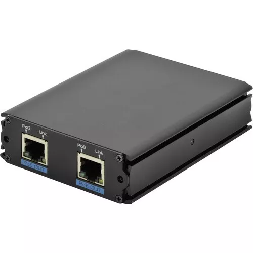 DIGITUS Fast Ethernet PoE+ Repeater Verstärker mit 1-port In + 2-port Out