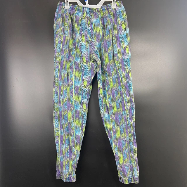VTG Athletic Works Men's 90s Abstract Paint Art Wild Vibrant Pants Sz XL