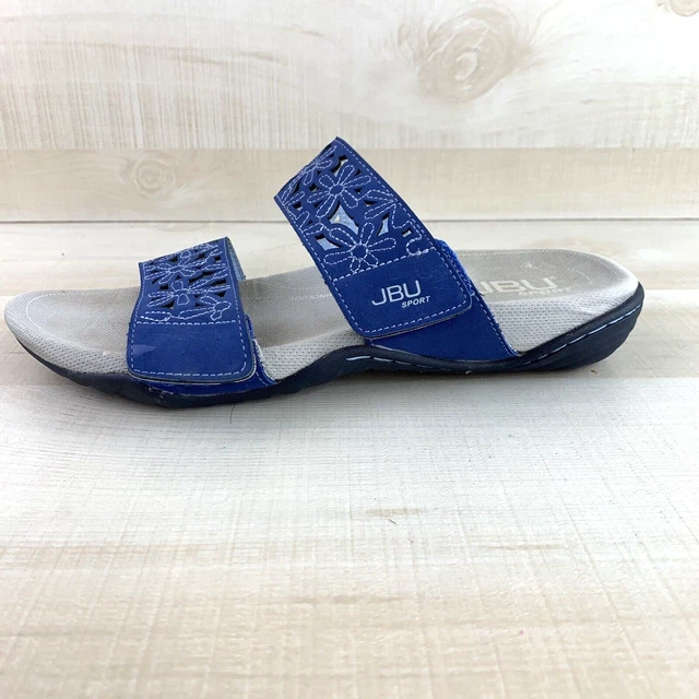 JBU SPORT Womens Navy Blue Wildflower Strappy Slip On Slide Sandals 7.5 M