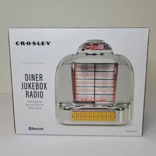 Crosley Diner Jukebox Tabletop Bluetooth Radio Chrome Plated CR1120A-SI - Silver