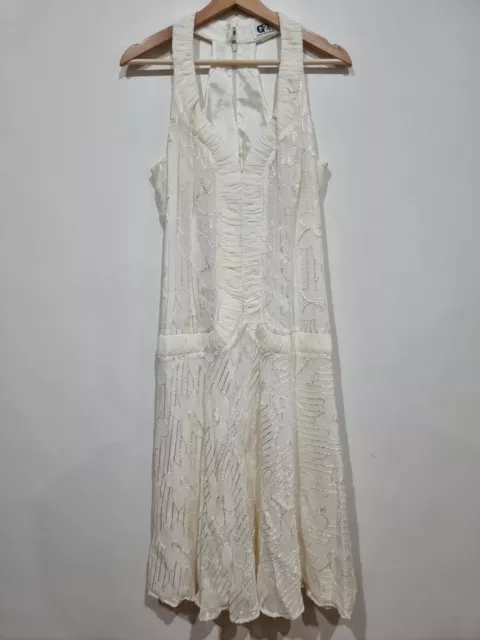 G2 George Gross Pure Silk Dress Ivory Women's 14 Wedding Event Party Formal