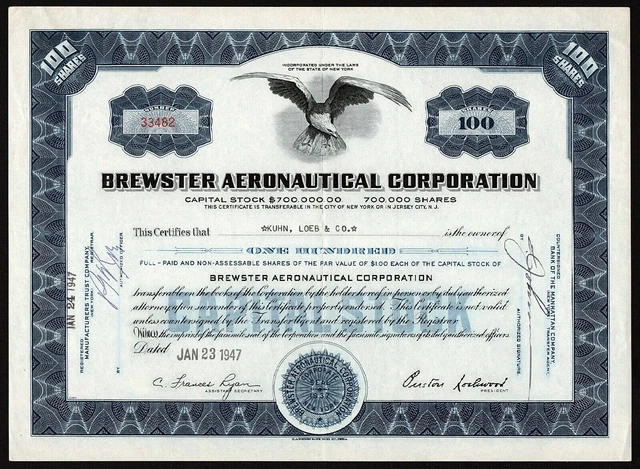 1947 New York: Brewster Aeronautical Corporation