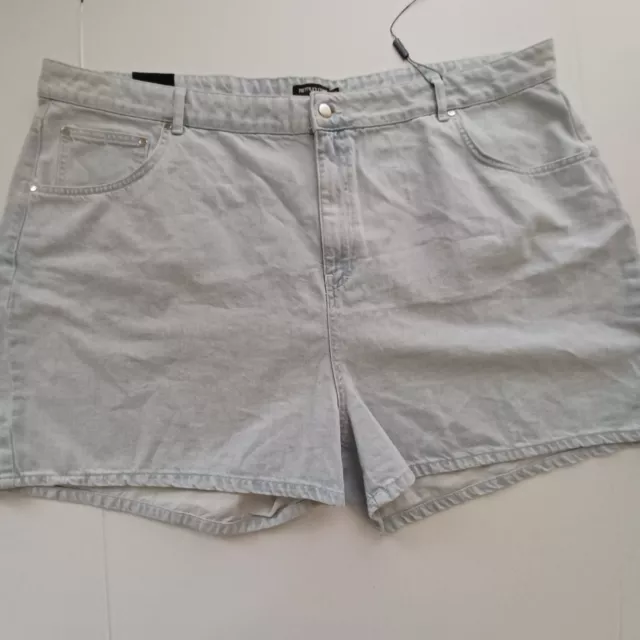 Prettylittlething Shorts Jean Plus Size 22 Womens Denim Gray Acid Light Wash