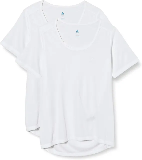 Odlo Damen T-Shirts op Crew Neck Active Cubic Light Unterhemd, 2er pack, weiß, S
