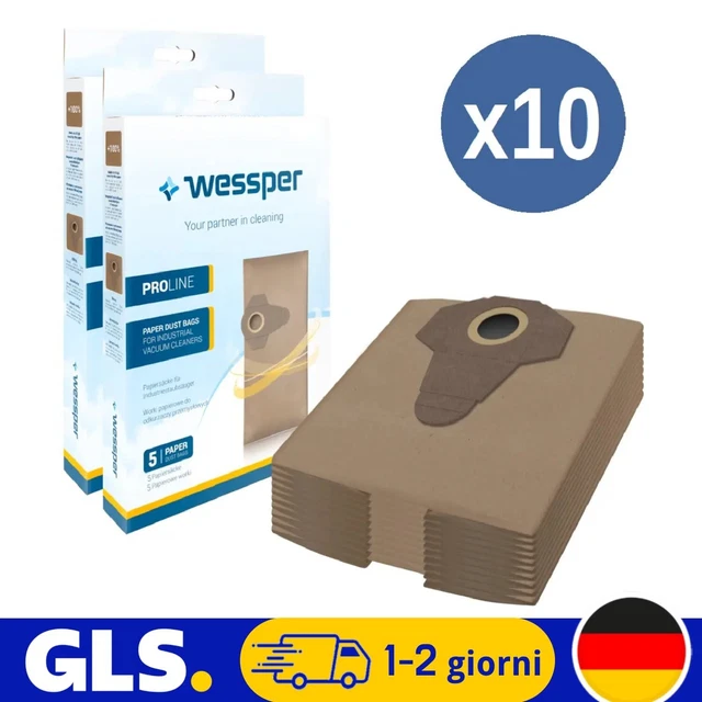 Kallefornia Parkside PWDA 20 Li A2 Vacuum Cleaner Bags (Pack of