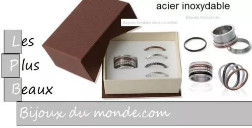 Coffret de Bague Design Modulable FEMME en ACIER NEUF Taille 60 + ECRIN