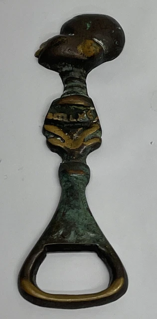 Vintage 3.75” Brass Womans Bust Bottle Opener Israel Hakuli P417 Nice Patina