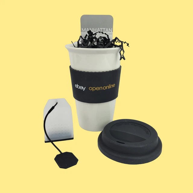 Ebay Open Online 2021 Ceramic Mug Travel Tumbler with Lid & Tea Bag 14 oz.
