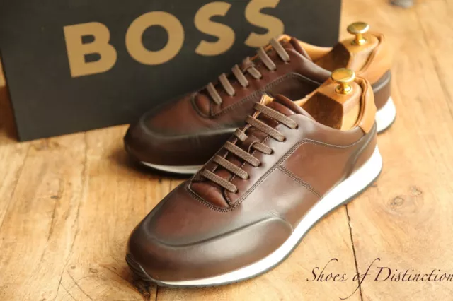 Hugo Boss Burnished Brown Leather Shoes Trainers Sneakers Mens UK 7 US 8 EU 41