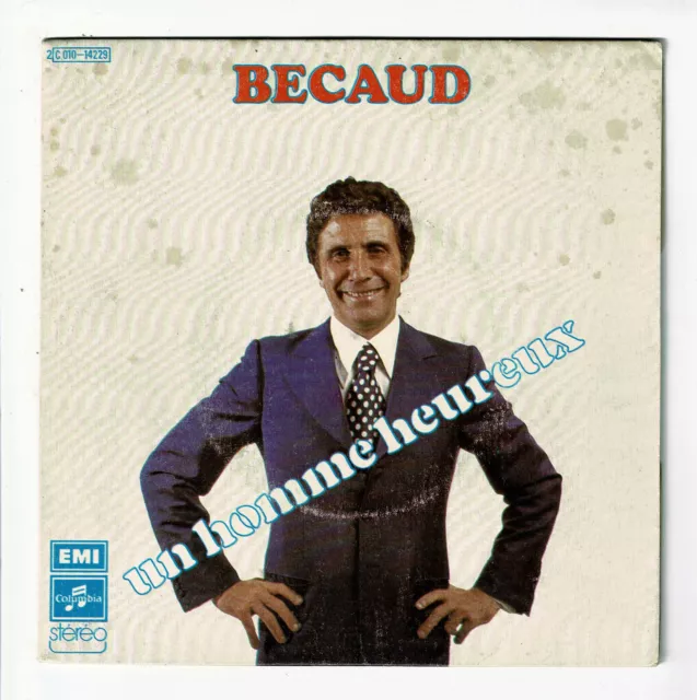 Gilbert BECAUD Vinyle 45T 7" HOMME HEUREUX - PREMIERE CATHEDRALE -COLUMBIA 14229