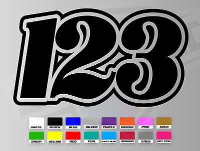 3 X Retro Custom Racing Numbers - Vinyl Stickers Decals Race Motorbike Trackday
