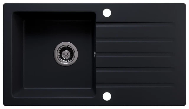 Lavello Nero Per Cucina Lavello Da Cucina In Granito - Nero, 50x47 Cm, Resistente Al Calore Lavandino Da Esterno - Foto 9