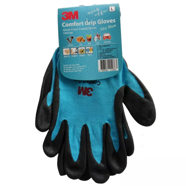 [10pairs] 3M Comfort Grip Gloves Nitrile Foam Coated Sports Work Gloves Blue