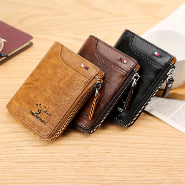 Men's Leather Wallet RFID Blocking T1 Credit Card ID Durable Waterproof Wallet
