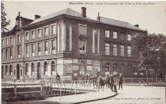 France Merville - Ecole old postcard