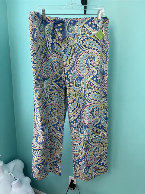 VERA BRADLEY Capri Blue Extra Large Cotton Lawn Pajamas PJ Pants NWT XL EX LG VERA BRADLEY Capri Blue Extra Large Cotton Lawn Pajamas PJ Pants NWT XL EX LG