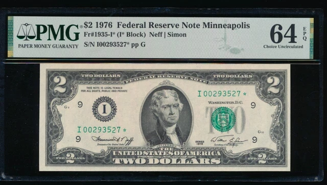 AC 1976 $2 Minneapolis FRN *STAR* PMG 64 EPQ Fr 1935-I*