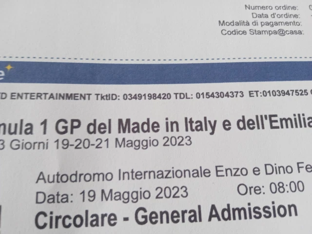 Vendo n. 2 biglietti per il week end di Imola dal 19 al 21 prove più gara. I big