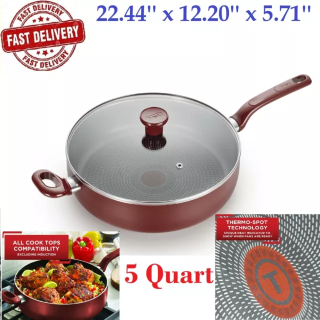 T-fal B36290 Nonstick 5 Quart Jumbo Cooker Saute Pan with Glass