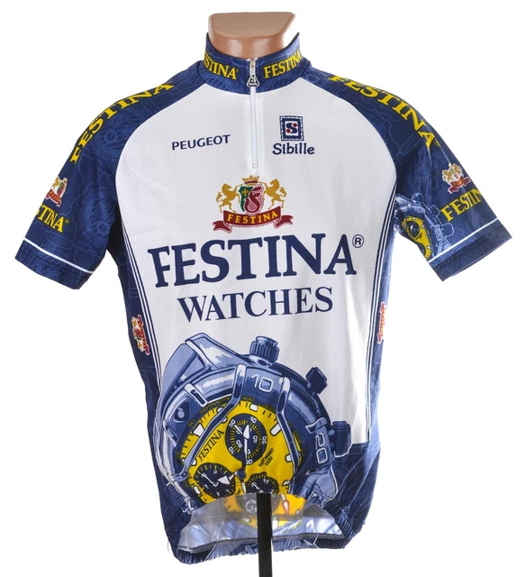 Maillot Cycliste Biemme Vintage – Bleu/jaune – Taille L – Homme – Italie