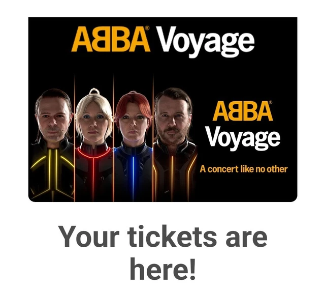 ABBA VOYAGE TICKET - Standing Dance Floor - Sat 7th Jan 2023 at 7:45pm