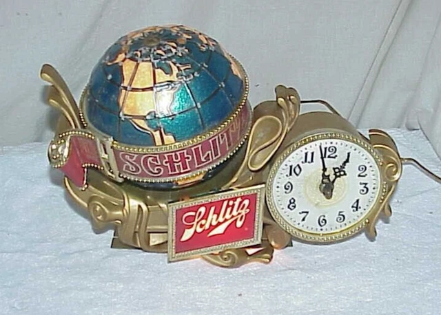 1976 Schlitz Beer Clock Cash Register Light Rotating Globe Sign Nice works 1976 Schlitz Beer Clock Cash Register Light Rotating Globe Sign Nice works